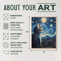 Black cat van Gogh Wall Art – Vincent van Gogh Starry Night – Cute Cat Wall D…