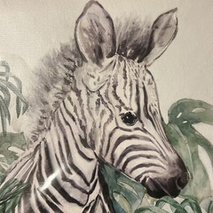 Zebra Wall Art Canvas Print 8”X 8” Wall Hook Zebra🦓 & Palm Tree🌴