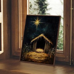 Nativity Manger Scene Canvas Print | Star of Bethlehem Christmas Wall Art