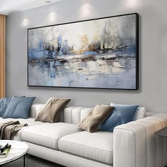 Abstract Wall Art Wall Decor Blue and Gray White Modern Canvas Art Print Abstrac