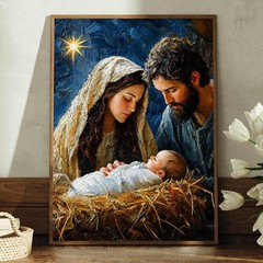 Nativity Scene Canvas Print Holy Family Christian Wall Art Christmas Decor