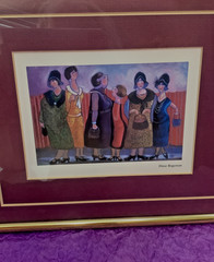 Art Print – OLD FRIENDS In THEIR FINERY – Dixie Rogerson 8×10 Brass Gold Framed