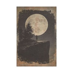 STARGAZER MOON GIRL Wall Art Print, Retro Celestial Full Moon Astronomy Poster