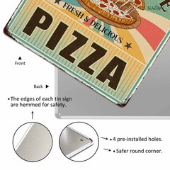 Pizza Tin Signs Funny Food Poster Vintage Metal Sign Wall Decor for Home Kitc…