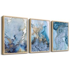 Natural Wood Framed Abstract Paintings Canvas Wall Art For Living Room Bedroo…