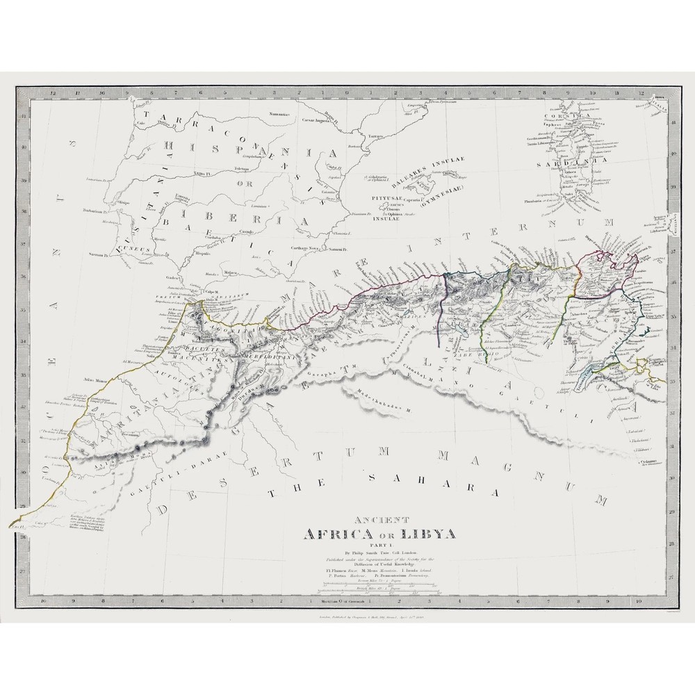 Historic Map – Africa Northern Ancient – Hall 1830 – Vintage Wall Art