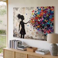 Canvas Wall Art a Creative Street Art Inspired Image Showing a Girl Releasing