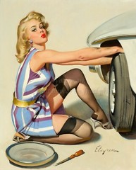 GIL ELVGREN Pin-Up Poster or Rolled Canvas Print «Quick Change» #42 Tire Change