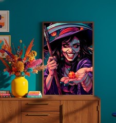 Enchanting Witch with a Lollipop – Halloween Inspired Printable Wall Art