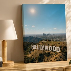 Hollywood Sign Los Angeles Skyline Landscape Canvas Wall Art Urban Decor Print