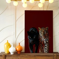 Wall Art Black Panther and Leopard Print Poster Big Cat Animal Canvas Decor