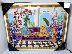 Sapna Shah TIGER on Couch – Floral Wall Art Print 20×16