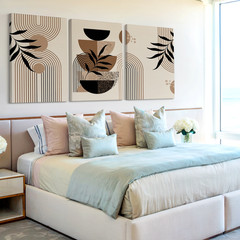 3 Pieces Modern Abstract Geometric Botanical Neutral Large Wall Art Set Of 3