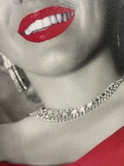 Black And White With Pop Red Wooden Wall Art Texture Face Marilyn Monroe 34×22