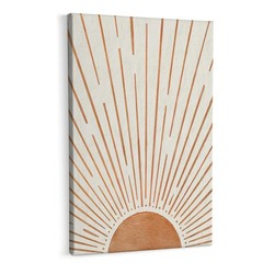 Vintage Abstract Boho Sun Framed Canvas Painting Wall Art Decor, Bohemia Boho…