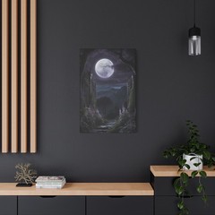 Gothic Moonlit Garden Gate Canvas Wall Art Dark Fantasy Night Decor