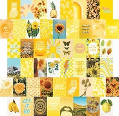 Artivo Yellow Aesthetic Wall Collage Kit, 50 Set 4×6 inch, Girls Bedroom