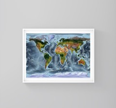 World Map, WGS84 Projection World Map, Printed and Framed World Relief Map