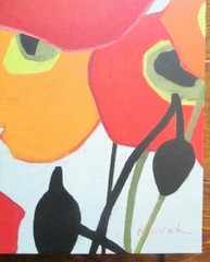 MCM contemporary wall art print Mango Tango poppies 16×16 new Shirley Novak