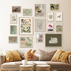 Vintage Canvas Wall Art Decor, Cottagecore Room Decor Swan Prints Farmhouse P…