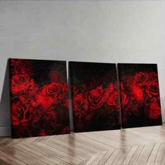 3pcs Featuring Gothic Red Roses Wall Art Canvas Unframed/Framed