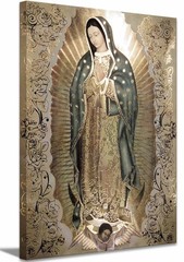 Virgen de Guadalupe Vintage Wall Art 24×36 Catholic Home Decor Canvas Print