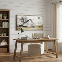 Farmhouse Framed Wall Art Picture: Rustic Barn Farm Wood 48″L x 24″W, 03