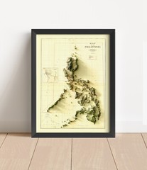Philippines Map, Philippines 2D Relief Map, Philippines Vintage Map – 2D Flat