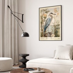 William Morris Heron Poster, Vintage Botanical Wildlife Wall Art Decor