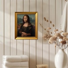 Vinatge Gold Frame Mona Lisa Holding Nose Bathroom Wall Art Funny Monalisa Ba…