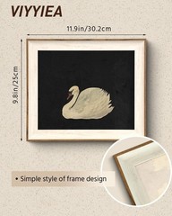 Vintage Swan Canvas Wall Art – Framed Decor for Living Room & Bathroom Gifts
