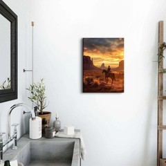 Western Cowboy Wall Art Sunset Wall Decor Desert Landscape Picture Canvas Prints