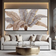 Plant Canvas Wall Art Contemporary Wall Decor Gold Pictures Textured Home Dec…