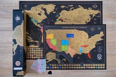 Two Scratch-Off Maps: World Map 17×24″ + USA Map – Deluxe Travel Posters – Co…