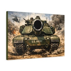 U.S. Army Tank Canvas Print | 24″ x 16″ Stretched Ready to Hang | Military Theme