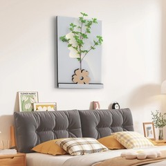 Wall-Mounted Sandstone Decor Wall Art Painting Wall Art Decor w/ Simulated Plant