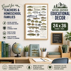 Texas Freshwater Fish Framed Poster 24×36 – Fishing Species Chart