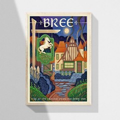 Bree Prancing Pony Travel Poster Fantasy Rings Wall Art Lord Canvas