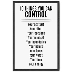 10 Things You Can Control Motivational Poster Framed 11×17 Minimalist Wall Art