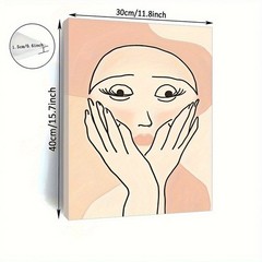 Canvas Art Framed Minimal Woman Face Line Sketch Boho Wall Decor