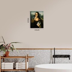Vintage Humor Mona Lisa Canvas Print – 12×16 Bathroom Wall Art for Wit & Charm