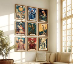 Tarot Wall Art Vintage Tarot Card Poster The Sun Moon Hermit Empress Prints G…