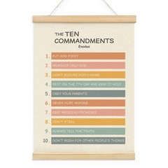Inspirational Ten Commandments Wall Art Religious Christian Wall Decor Poster