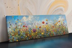 Wildflower Wall Art Panoramic Canvas Print Framed Large Living Room Decor