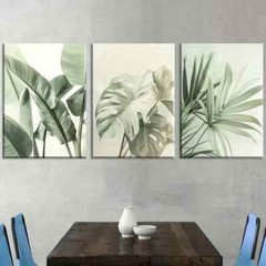 3pcs Minimalist Landscape Natural Plant Leaves Wall Art Canvas Unframed/Framed