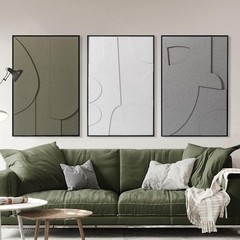 AMAATE 3 Pieces 3D Sandstone Wall Art, Black Metal Framed Boho Minimalist Abs…