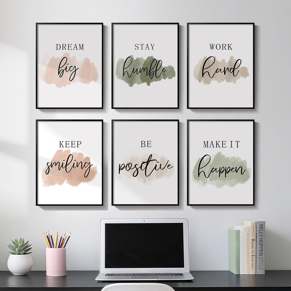Inspirational Wall Art Set – Motivational Quotes for Office Decor, 11×14 Inch