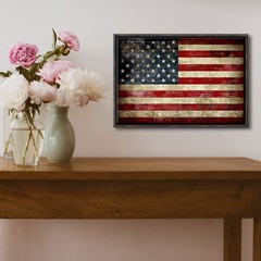 Framed Canvas Wall Art Print Picture Home Office Decor Vintage American Flag
