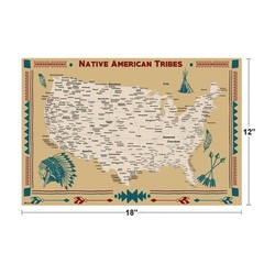 Native American Tribe State Icons Map Art Print Poster 18×12