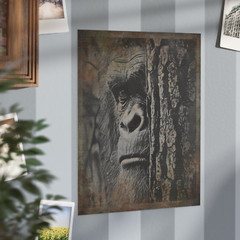 Vintage SASQUATCH TREE Wall Art, Bigfoot Forest Nature Poster, Cryptid Ape Decor